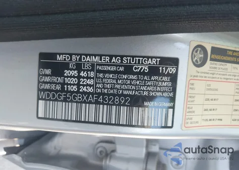 2010 Mercedes-Benz C 350 Sport from USA, damaged, VIN WDDGF5GBXAF432892